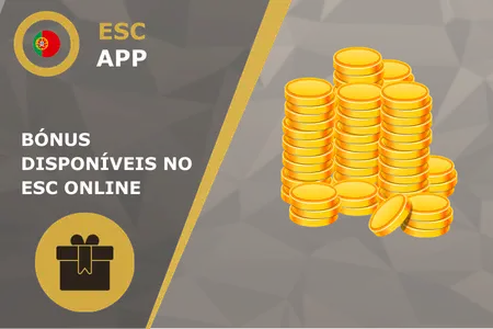 Página de promoções da ESC Online com as categorias de bónus para casino, apostas desportivas e poker